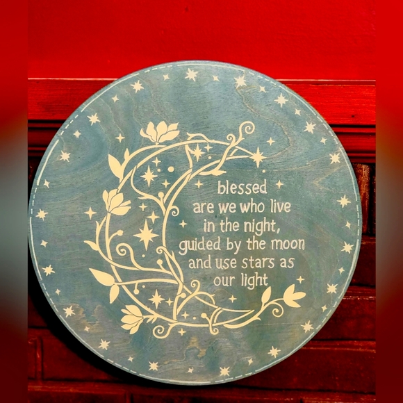 Handpainted Moon and Stars Wood Sign - Picture 5 of 5